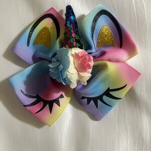 Colorful Girl Unicorn Hair Bow 6”inches